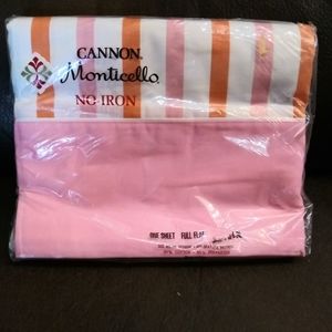 VINTAGE CANNON MONTICELLO PINK ORANGE STRIPED FULL FLAT SHEET New in package.